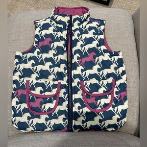 Kids Hatley Horse Print Vest - Blue and Pink reversible size 4
